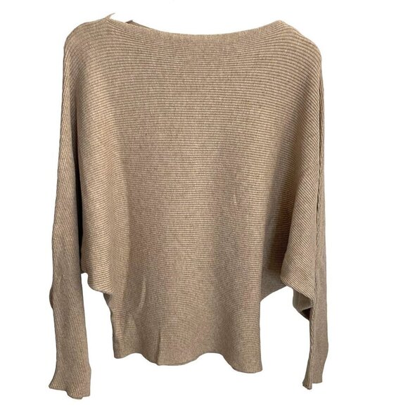 Ckikuou Boat Neck Batwing Sleeves Slouchy Knitted Sweater‎ in Oatmeal Size S - Picture 1 of 7